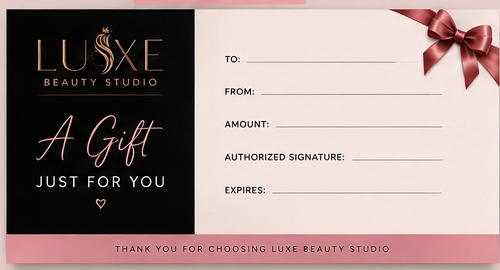 Luxe Beauty Studio landscape gift certificate with value field