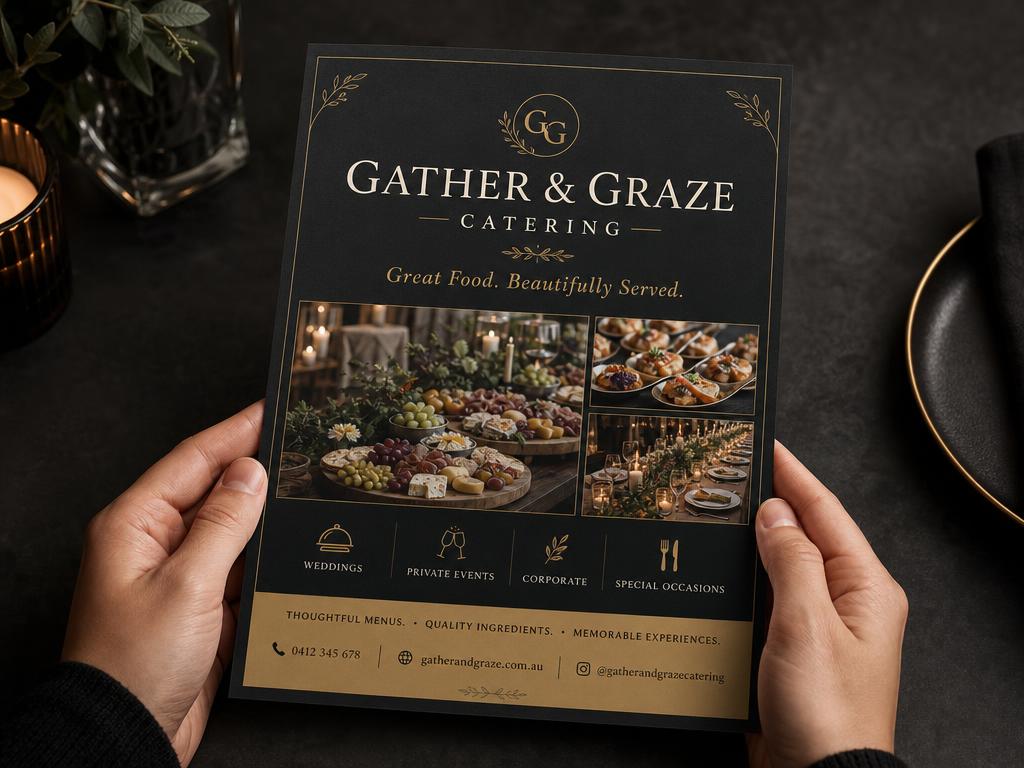 Gather & Graze Catering print flyer design sample