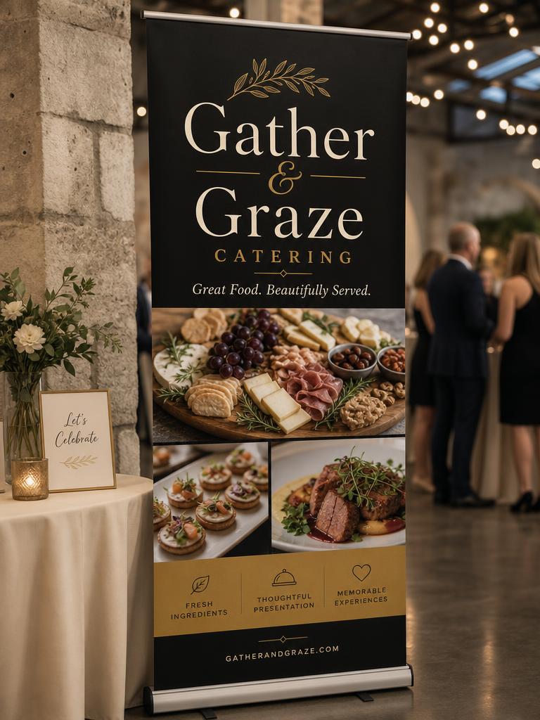 Retractable Banner design sample for Gather & Graze Catering