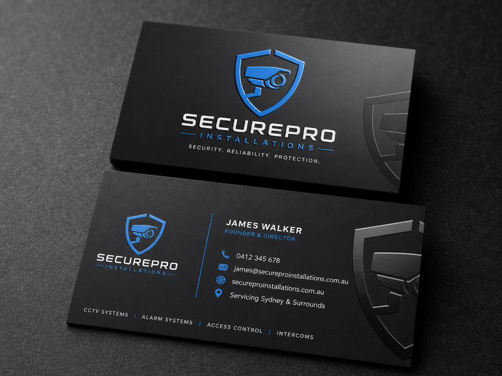 Business Cards (Front & Back) design sample for SecurePro Installations