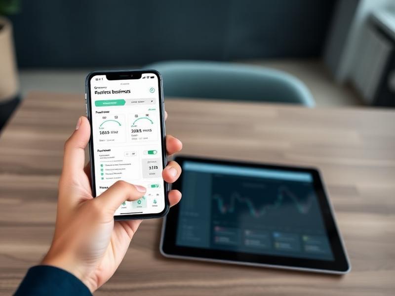 Business owner using a custom app dashboard on a smartphone